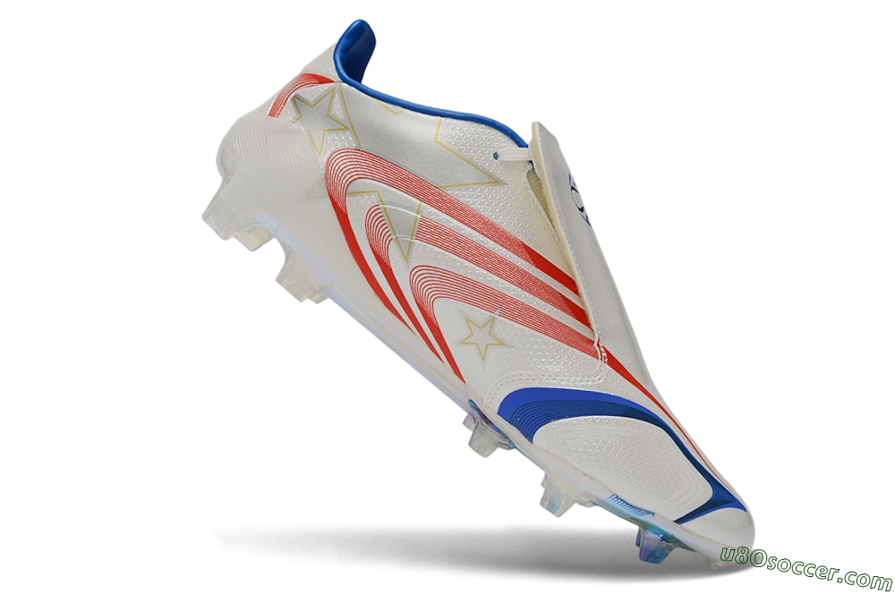 Adidas F50 Elite Tunit FG Firm Ground Soccer Cleats - White/Solar Red/Blue Rush 4