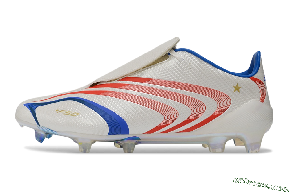 Adidas F50 Elite Tunit FG Firm Ground Soccer Cleats - White/Solar Red/Blue Rush 2
