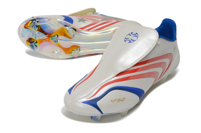 Adidas F50 Elite Tunit FG Firm Ground Soccer Cleats - White/Solar Red/Blue Rush