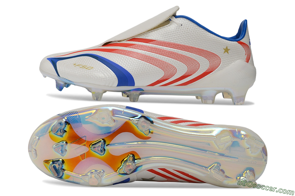 Adidas F50 Elite Tunit FG Firm Ground Soccer Cleats - White/Solar Red/Blue Rush 0