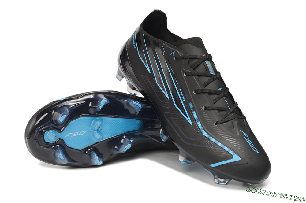Adidas F50 Hyperfast Elite FG Firm Ground Soccer Cleats - Black/Core Black/Lucid Blue 4