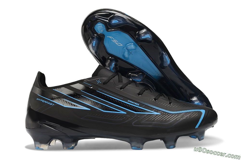 Adidas F50 Hyperfast Elite FG Firm Ground Soccer Cleats - Black/Core Black/Lucid Blue 1