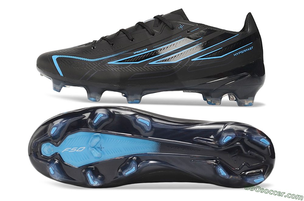 Adidas F50 Hyperfast Elite FG Firm Ground Soccer Cleats - Black/Core Black/Lucid Blue 0