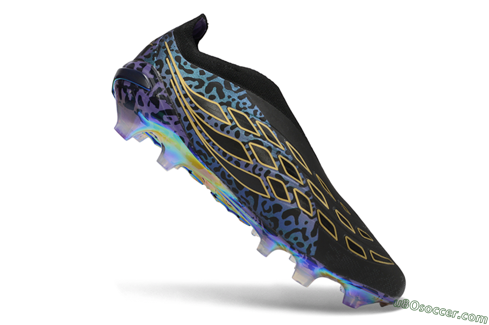 Adidas Predator 26 Elite Laceless FG Firm Ground Soccer Cleats - Black/Core Black/Iridescent Purple 5