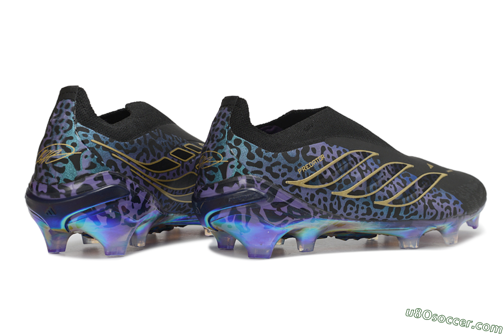 Adidas Predator 26 Elite Laceless FG Firm Ground Soccer Cleats - Black/Core Black/Iridescent Purple 7