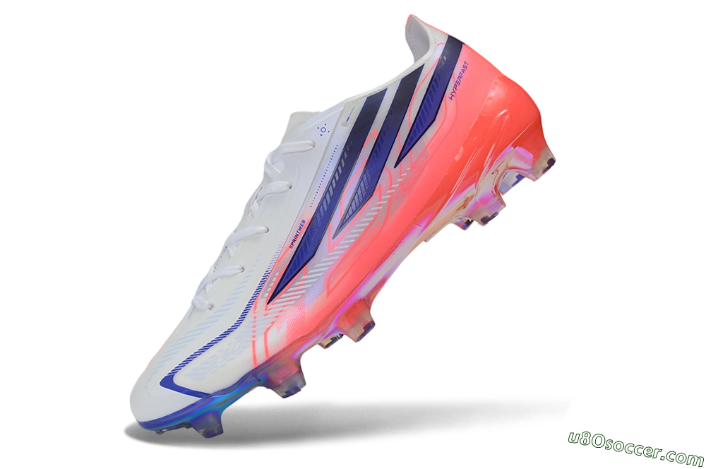 Adidas F50 Hyperfast Elite FG Firm Ground Soccer Cleats - White/Solar Red/Lucid Blue 6