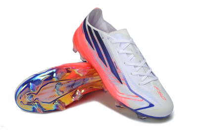 Adidas F50 Hyperfast Elite FG Firm Ground Soccer Cleats - White/Solar Red/Lucid Blue