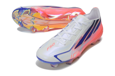 Adidas F50 Hyperfast Elite FG Firm Ground Soccer Cleats - White/Solar Red/Lucid Blue