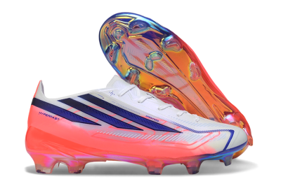 Adidas F50 Hyperfast Elite FG Firm Ground Soccer Cleats - White/Solar Red/Lucid Blue