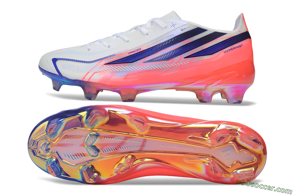 Adidas F50 Hyperfast Elite FG Firm Ground Soccer Cleats - White/Solar Red/Lucid Blue 0