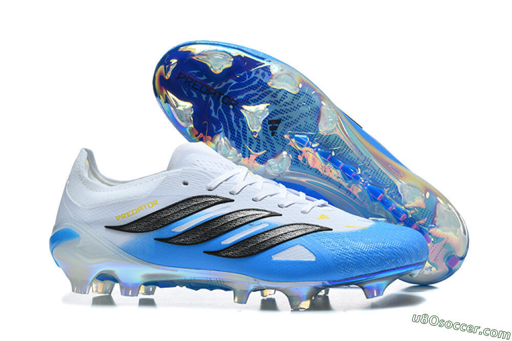 Adidas Predator 26 Elite FG Firm Ground Soccer Cleats - White/Sky Blue/Core Black 1