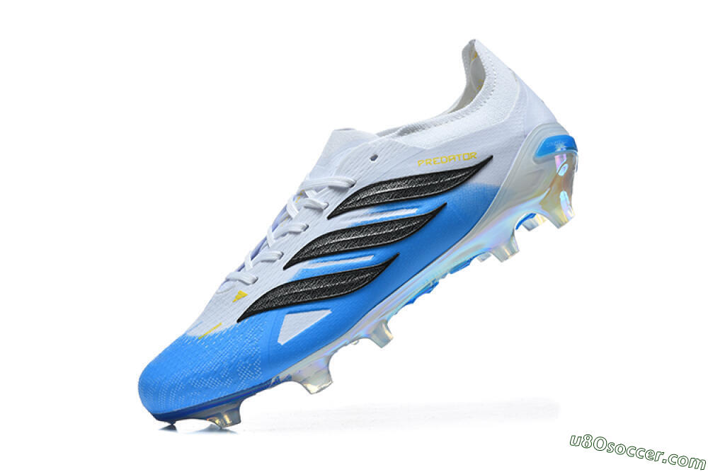 Adidas Predator 26 Elite FG Firm Ground Soccer Cleats - White/Sky Blue/Core Black 8