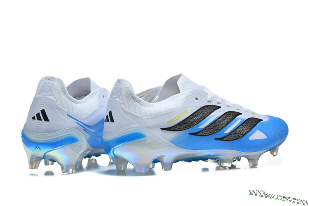 Adidas Predator 26 Elite FG Firm Ground Soccer Cleats - White/Sky Blue/Core Black 9