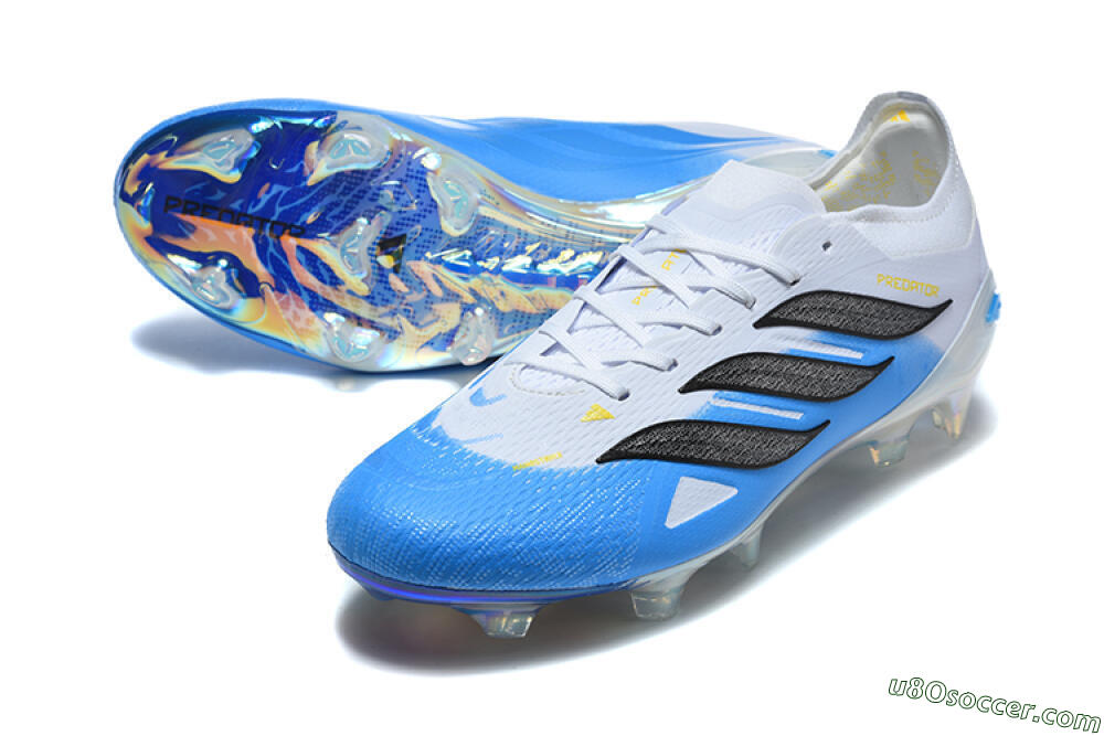 Adidas Predator 26 Elite FG Firm Ground Soccer Cleats - White/Sky Blue/Core Black 3