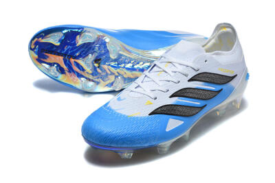 Adidas Predator 26 Elite FG Firm Ground Soccer Cleats - White/Sky Blue/Core Black