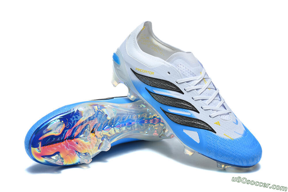 Adidas Predator 26 Elite FG Firm Ground Soccer Cleats - White/Sky Blue/Core Black 4