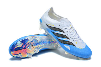 Adidas Predator 26 Elite FG Firm Ground Soccer Cleats - White/Sky Blue/Core Black
