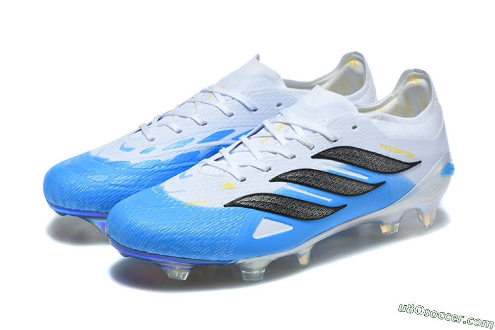 Adidas Predator 26 Elite FG Firm Ground Soccer Cleats - White/Sky Blue/Core Black 5