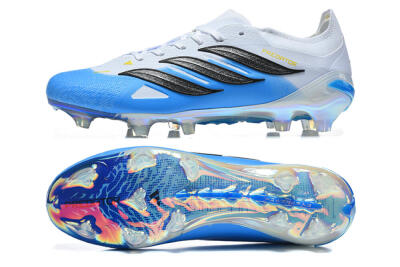Adidas Predator 26 Elite FG Firm Ground Soccer Cleats - White/Sky Blue/Core Black