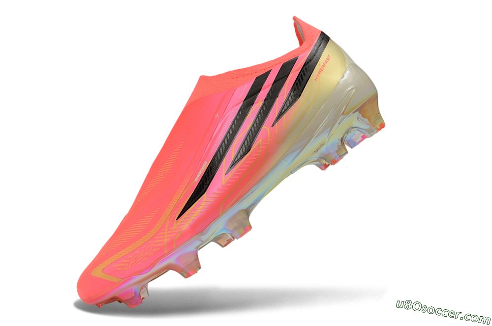 Adidas F50 Hyperfast Elite Laceless FG Firm Ground Soccer Cleats - Pink/Solar Pink/Iridescent 6