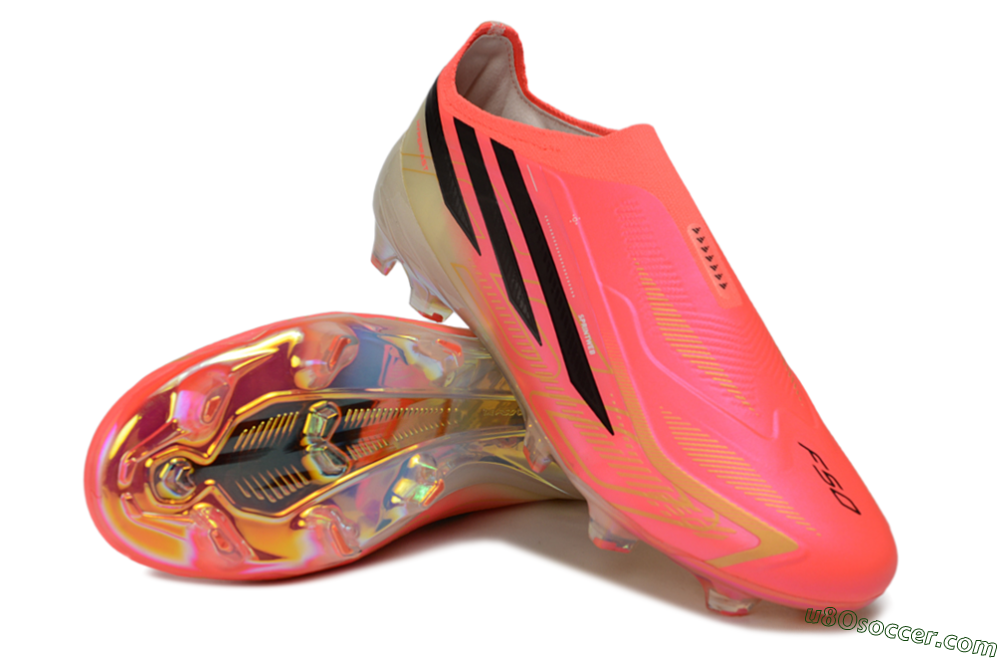 Adidas F50 Hyperfast Elite Laceless FG Firm Ground Soccer Cleats - Pink/Solar Pink/Iridescent 4