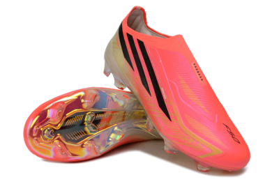 Adidas F50 Hyperfast Elite Laceless FG Firm Ground Soccer Cleats - Pink/Solar Pink/Iridescent