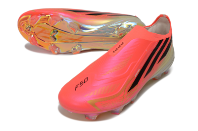 Adidas F50 Hyperfast Elite Laceless FG Firm Ground Soccer Cleats - Pink/Solar Pink/Iridescent