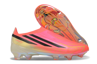 Adidas F50 Hyperfast Elite Laceless FG Firm Ground Soccer Cleats - Pink/Solar Pink/Iridescent