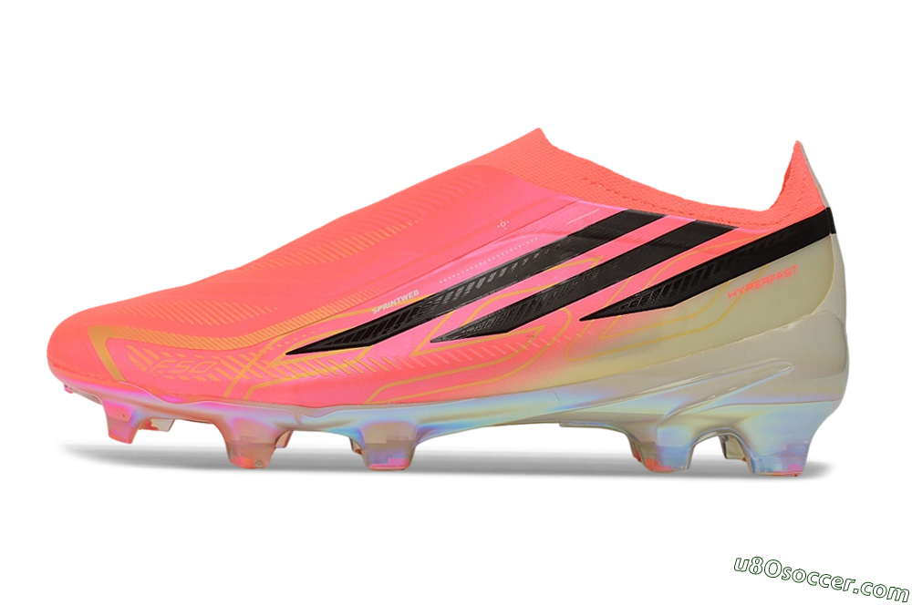 Adidas F50 Hyperfast Elite Laceless FG Firm Ground Soccer Cleats - Pink/Solar Pink/Iridescent 2