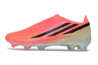 Adidas F50 Hyperfast Elite Laceless FG Firm Ground Soccer Cleats - Pink/Solar Pink/Iridescent