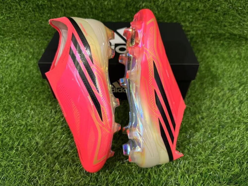 Adidas F50 Hyperfast Elite Laceless FG Firm Ground Soccer Cleats - Pink/Solar Pink/Iridescent