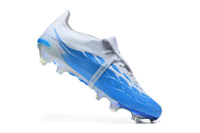 Adidas Predator 26 Elite Fold-Over Tongue FG Firm Ground Soccer Cleats - White/Cloud White/Lucid Blue