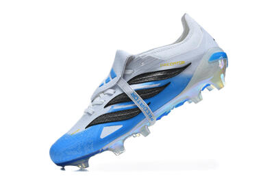 Adidas Predator 26 Elite Fold-Over Tongue FG Firm Ground Soccer Cleats - White/Cloud White/Lucid Blue