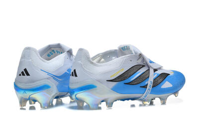 Adidas Predator 26 Elite Fold-Over Tongue FG Firm Ground Soccer Cleats - White/Cloud White/Lucid Blue