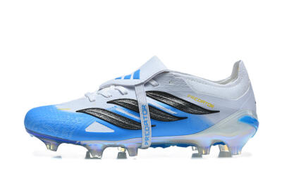 Adidas Predator 26 Elite Fold-Over Tongue FG Firm Ground Soccer Cleats - White/Cloud White/Lucid Blue