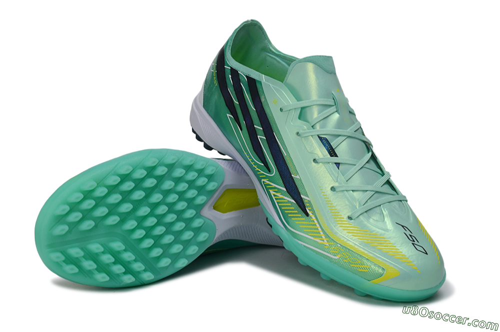 Adidas F50 Hyperfast Pro TF Artificial Turf Soccer Shoes - Green/Mint Green/Royal Blue 3