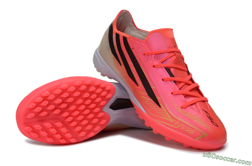 Adidas F50 Hyperfast Pro TF Artificial Turf Soccer Shoes - Pink/Solar Pink/Off White 3