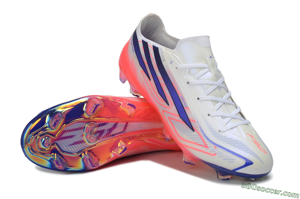 Adidas F50 Hyperfast Elite FG Firm Ground Soccer Cleats - White/Solar Red/Lucid Blue 3