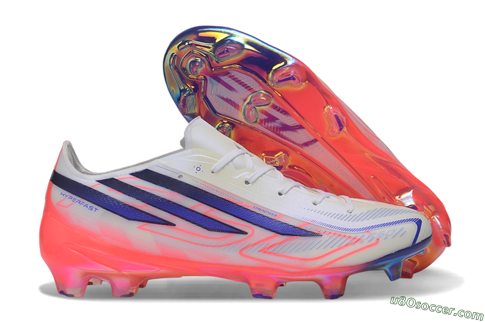 Adidas F50 Hyperfast Elite FG Firm Ground Soccer Cleats - White/Solar Red/Lucid Blue 1