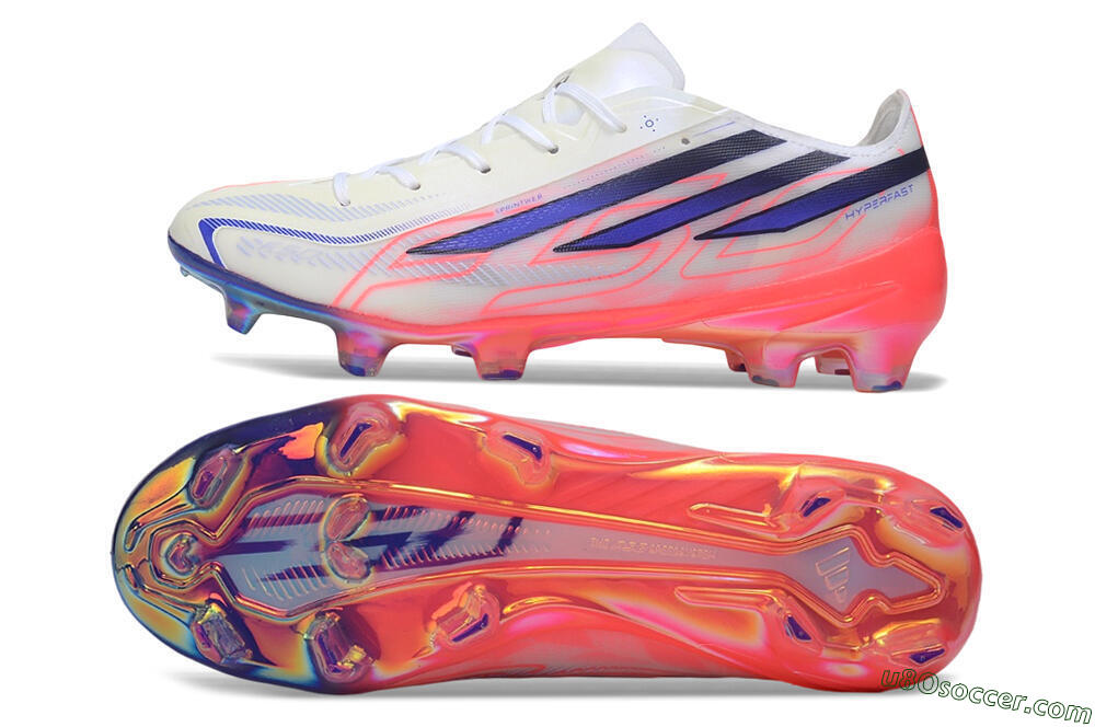 Adidas F50 Hyperfast Elite FG Firm Ground Soccer Cleats - White/Solar Red/Lucid Blue 0