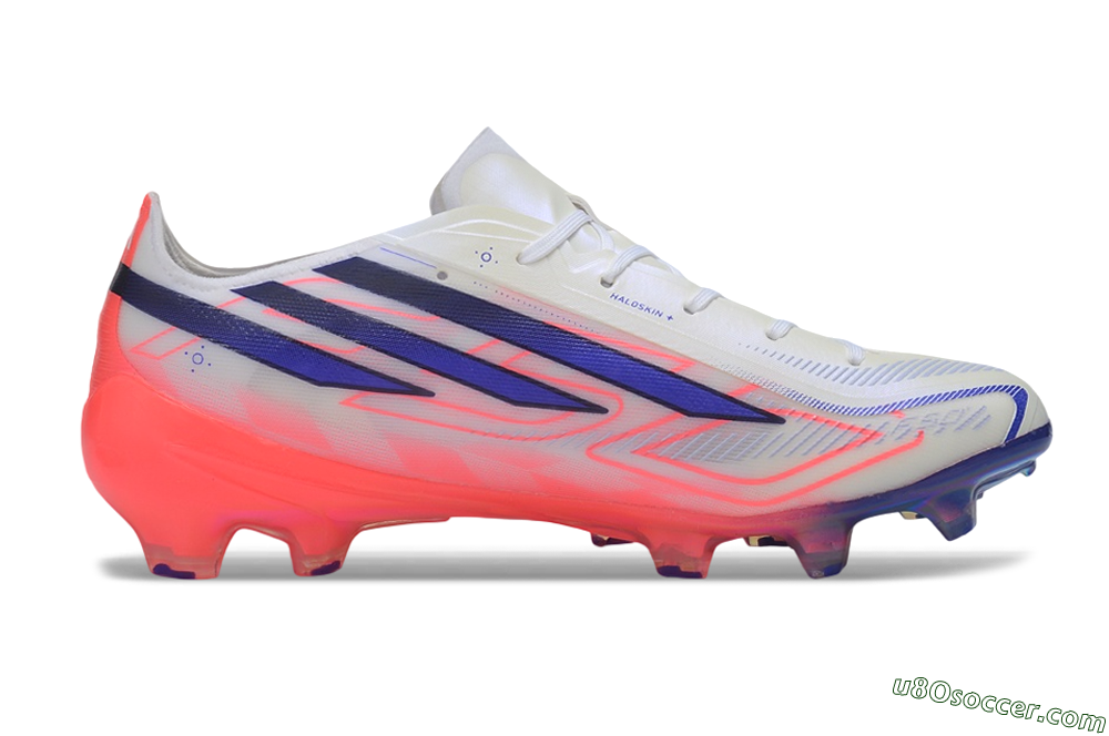 Adidas F50 Hyperfast Elite FG Firm Ground Soccer Cleats - White/Solar Red/Lucid Blue 7