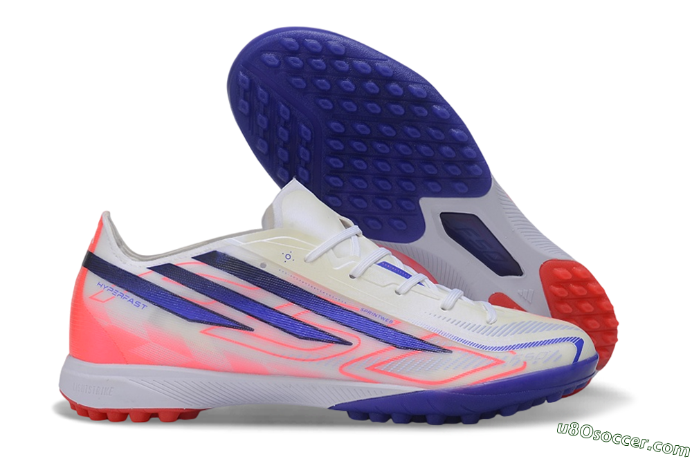 Adidas F50 Hyperfast Pro TF Artificial Turf Soccer Shoes - White/Lucid Blue/Solar Red 1