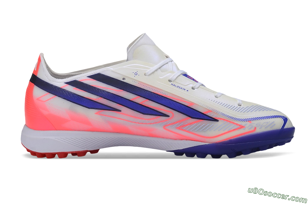 Adidas F50 Hyperfast Pro TF Artificial Turf Soccer Shoes - White/Lucid Blue/Solar Red 7