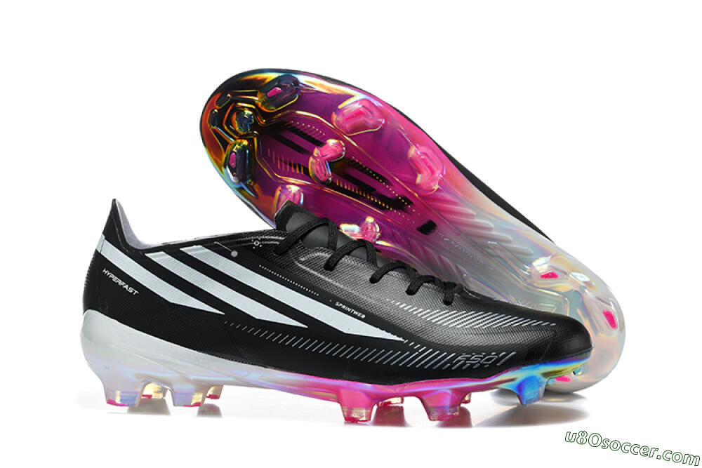 Adidas F50 Hyperfast Elite FG Firm Ground Soccer Cleats - Black/Core Black/Iridescent Pink 1