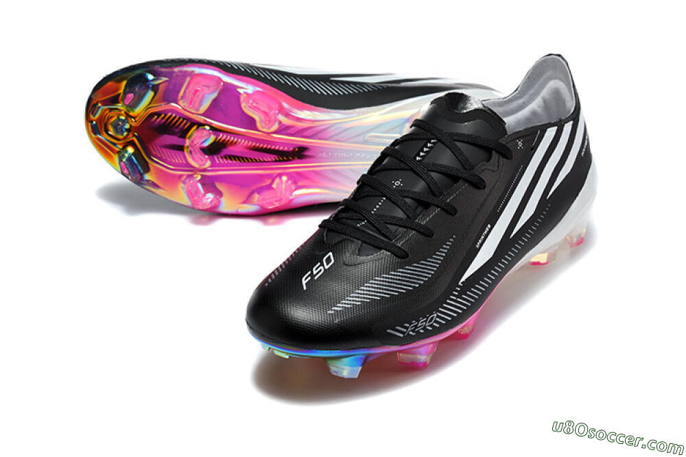 Adidas F50 Hyperfast Elite FG Firm Ground Soccer Cleats - Black/Core Black/Iridescent Pink 3