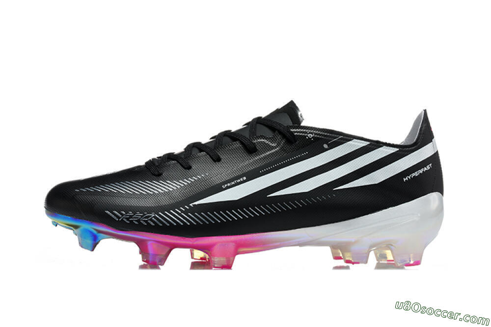 Adidas F50 Hyperfast Elite FG Firm Ground Soccer Cleats - Black/Core Black/Iridescent Pink 2