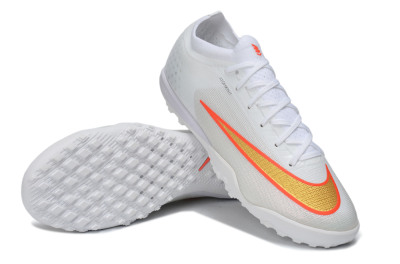 Nike Air Zoom Mercurial Vapor 17 Elite TF Artificial Turf Soccer Shoes - White/Metallic Gold/Bright Crimson