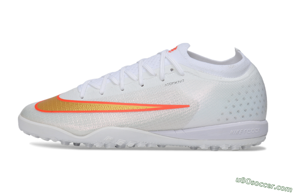 Nike Air Zoom Mercurial Vapor 17 Elite TF Artificial Turf Soccer Shoes - White/Metallic Gold/Bright Crimson 2
