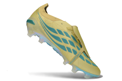 Adidas Predator 26 Elite Fold-Over Tongue FG Firm Ground Soccer Cleats - Gold/Desert Sand/Turquoise