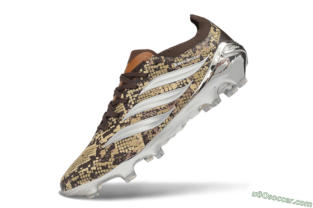 Adidas Predator 26 Elite FG Firm Ground Soccer Cleats - Brown/Mahogany/Metallic Silver 5